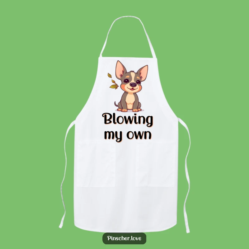 Funny Pinscher Leaf Blower Apron - Cute Dog Kitchen Wear, Perfect Humorous Gift!