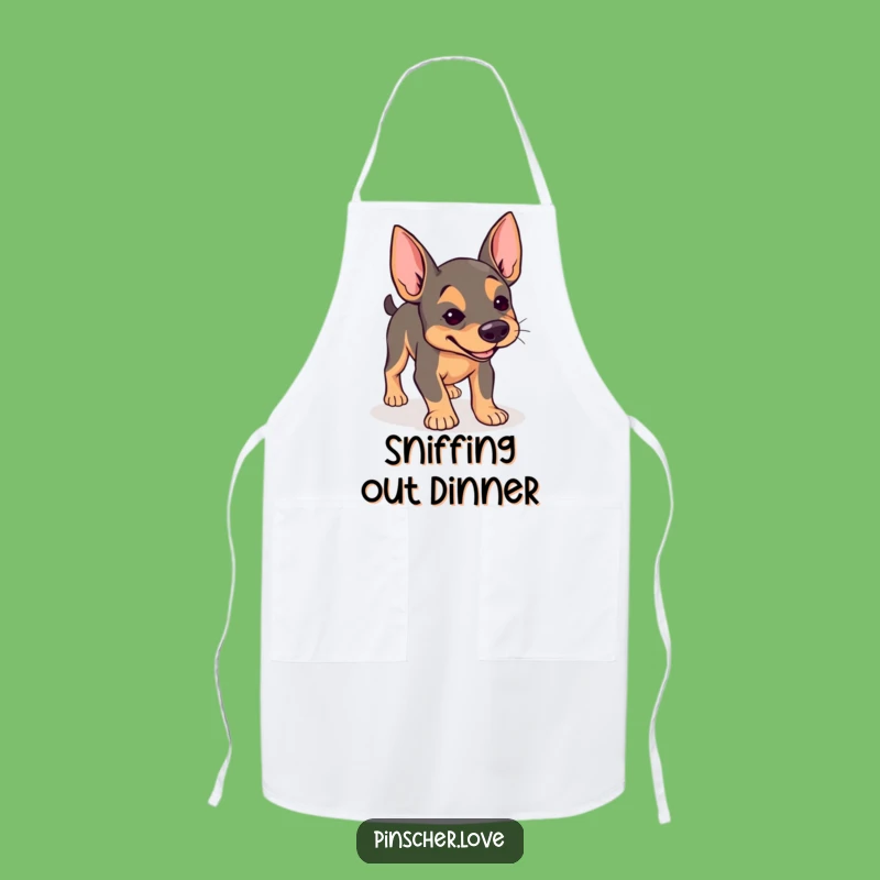 Funny Pinscher Apron: Chef Dog Sniffs - Kitchen Exploration Gift