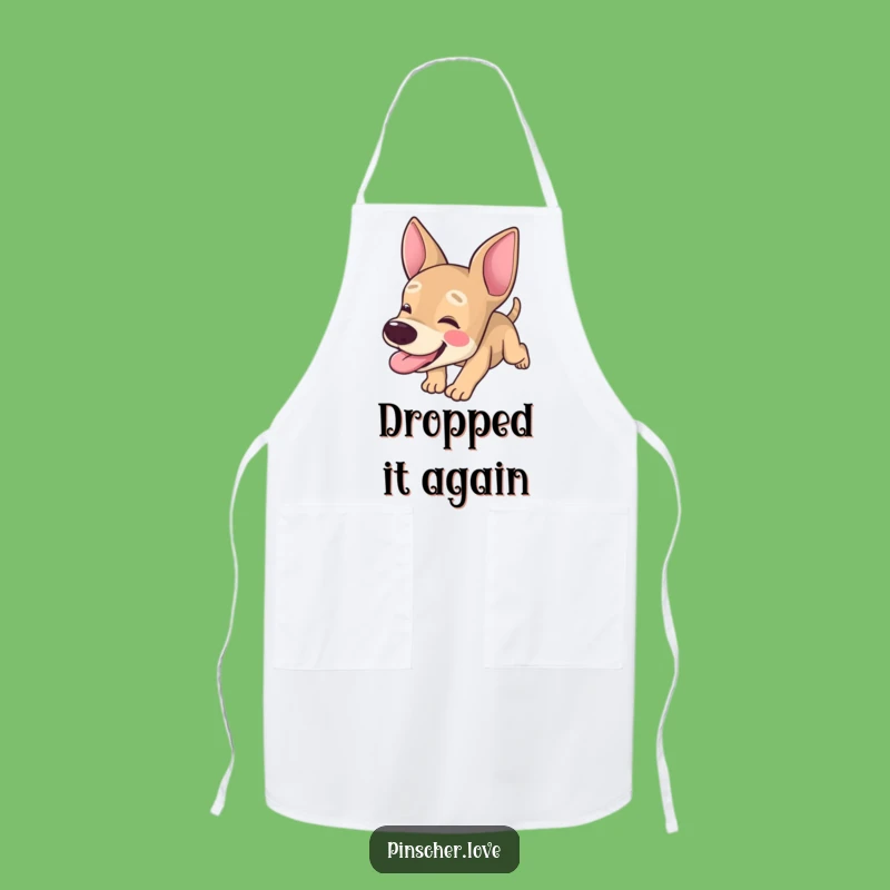 Funny Pinscher Apron: Chef Dog Tumbles - Kitchen Humor Gift