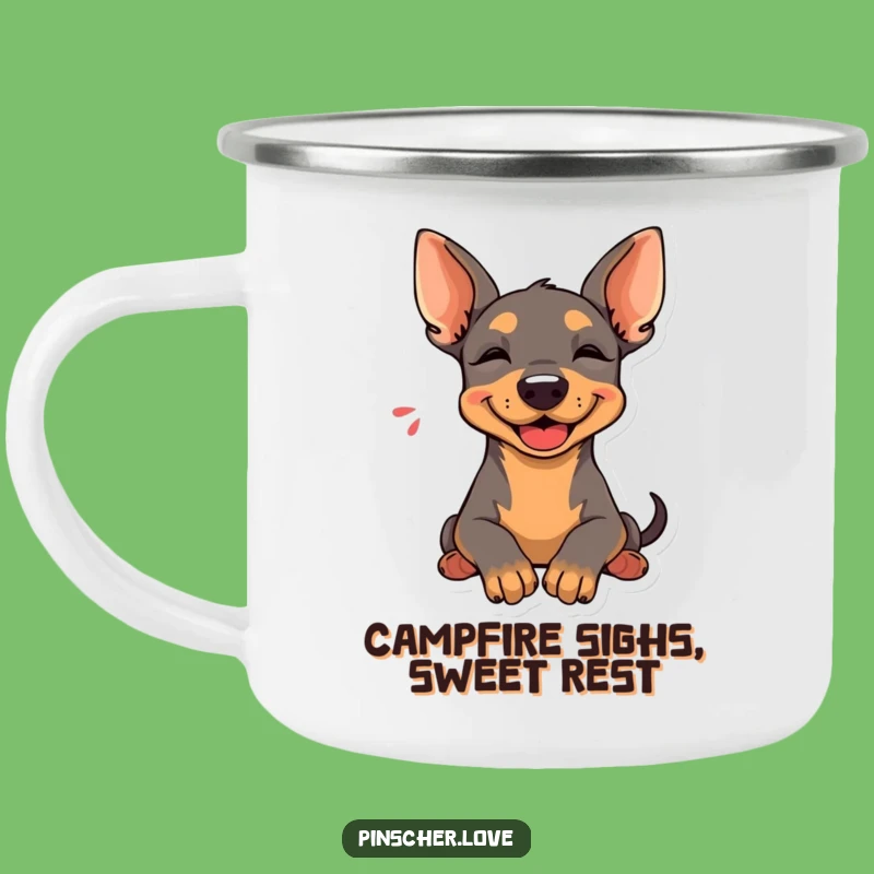Funny Pinscher Camping Mug: Happy Sigh Dog, Outdoor Comfort Gift