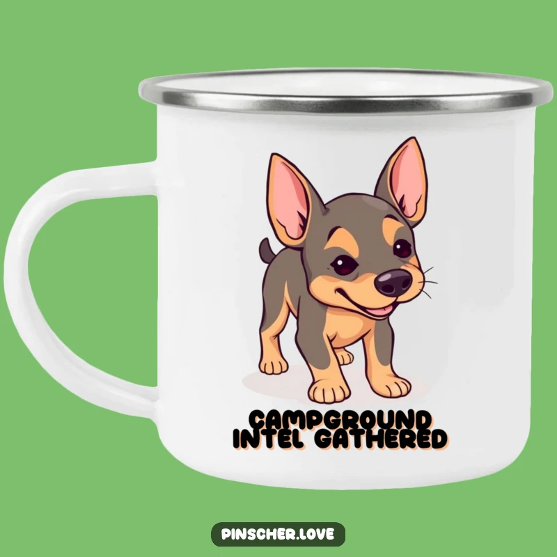 Funny Pinscher Camping Mug: Determined Sniffer - Outdoor Exploration Gift
