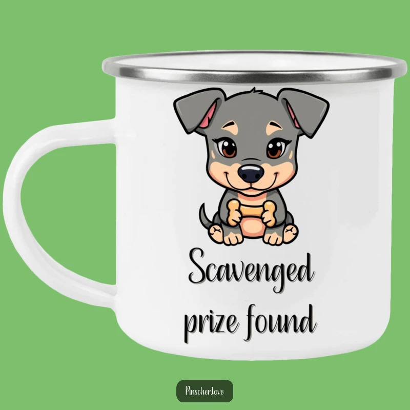 Funny Pinscher Mischief Camping Mug: Durable Cup for Adventurous Dog Lovers