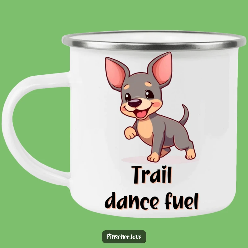Funny Pinscher Dance Camping Mug - Happy Trails with This Joyful Dog!