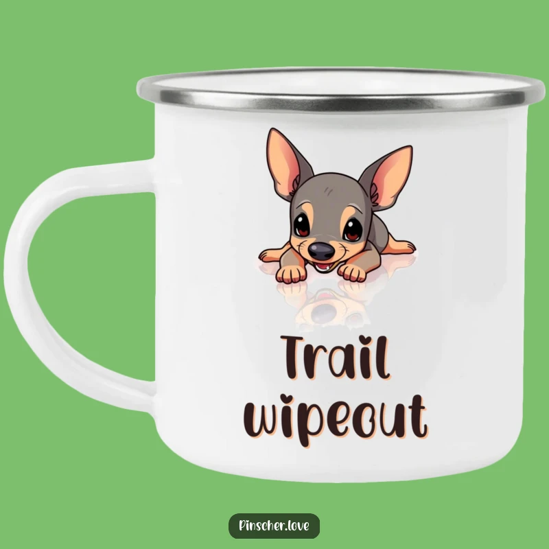 Funny Pinscher Slipping Camping Mug - Adventure with a Slip