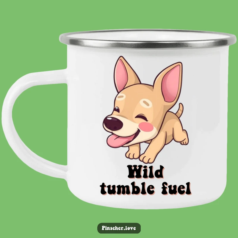 Funny Pinscher Camping Mug: Tongue Out Tumbles - Outdoor Fun Gift