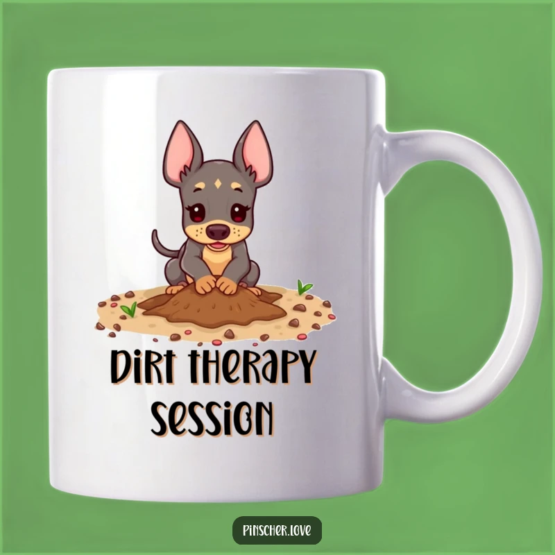 Funny Pinscher Mug - Playful Digging Dog Lover Gift, Humorous Pet Owner Mug