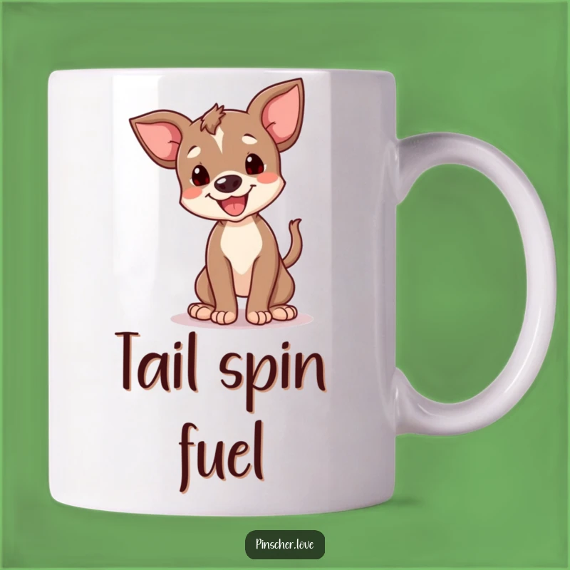 Funny Happy Pinscher Cub Spin Mug - Tail Wagging Joy, Perfect Gift