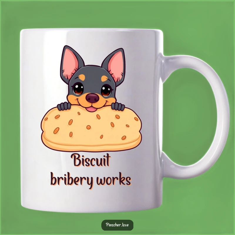 Funny Pinscher Biscuit Peek Mug - Cheeky Treat Lover's Hilarious Gift