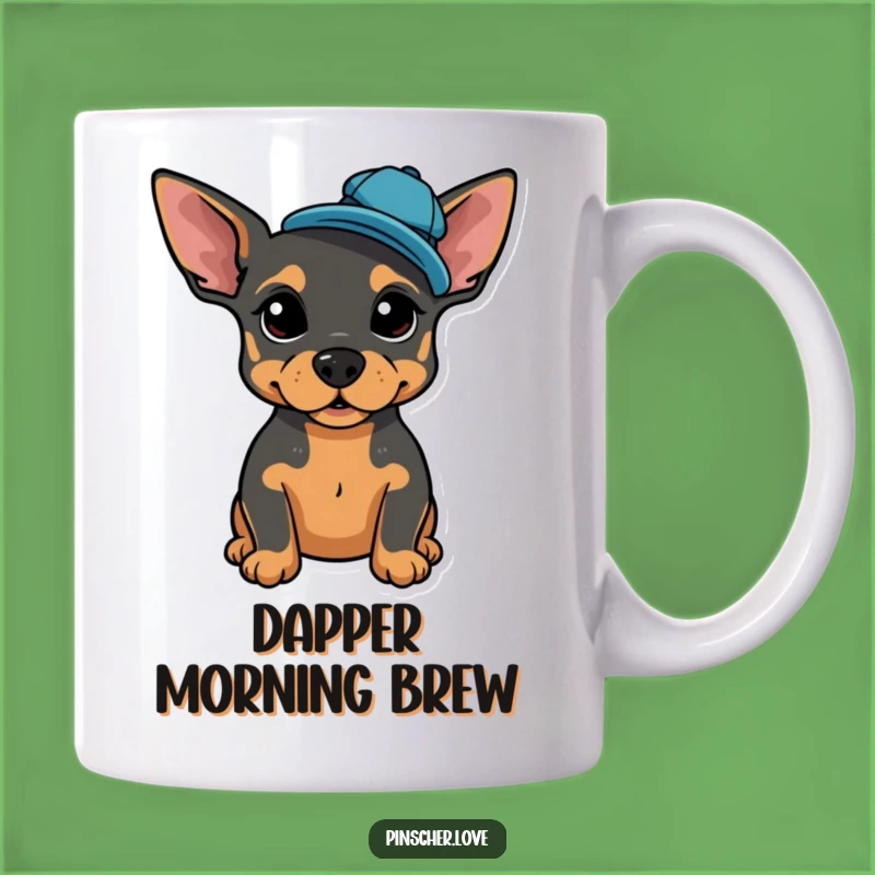 Funny Pinscher Cap Mug: Stylish Dog Humor for a Dapper Gift