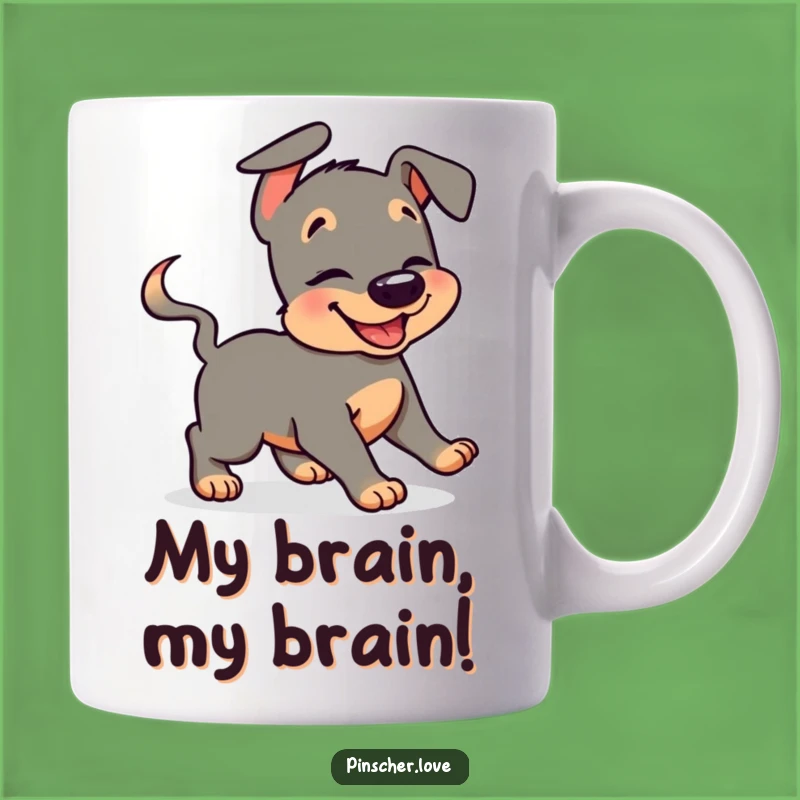 Funny Pinscher Dog Mug: Giggling Tail Chaser - Perfect Funny Gift for Dog Lovers!