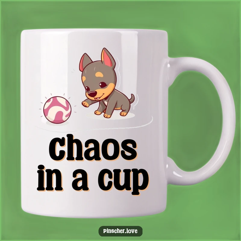 Funny Pinscher Nudging Ball Mug: Hilarious Gift for Playful Pups!