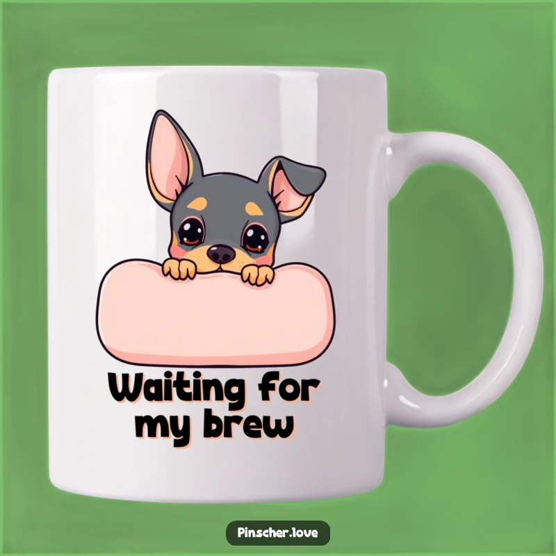 Funny Pinscher Peek Mug - Anticipating Dog Design, Perfect Humorous Gift!