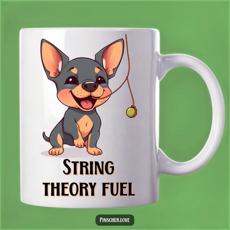 Funny Pinscher String Batting Mug: Playful Dog Toy Fun, Great Gift