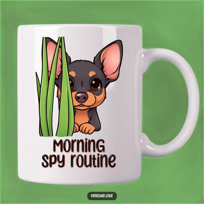 Funny Curious Pinscher Mug - Peek-a-Boo Pup, Perfect Gift