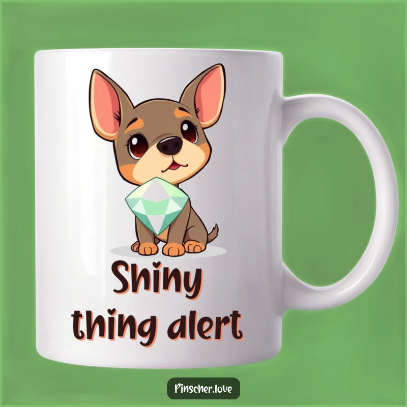 Funny Curious Pinscher Mug - Gem Lover Dog Humor Gift for Puzzled Pups