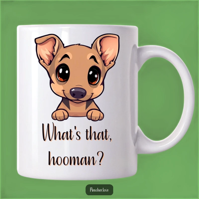 Funny Pinscher Mug - Curious Eyes, Tilted Head - Playful Dog Gift for Enthusiasts