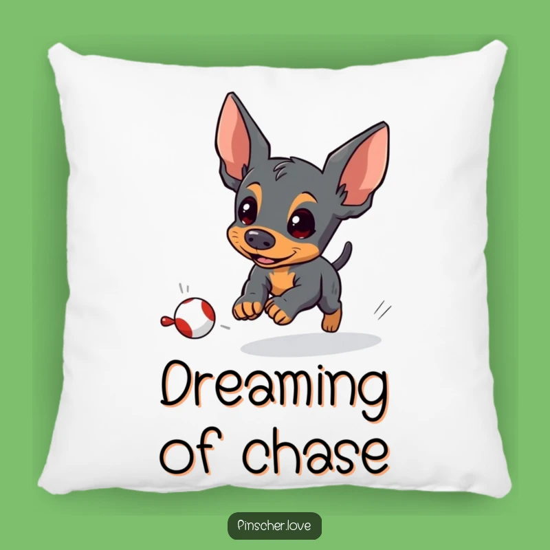Funny Pinscher Pillow: Energetic Dog Toy Chase, Cozy Accent Pillow, Pet Lover Funny Gift