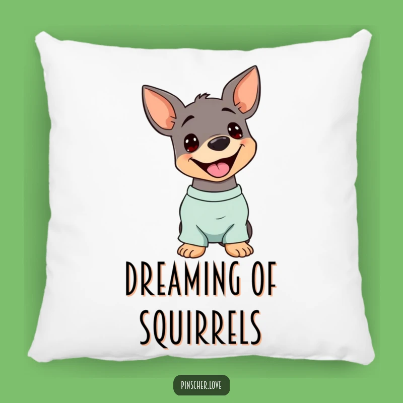 Funny Pinscher Head Tilt Pillow: Comfy Dog Cushion with a Happy Panting Canine