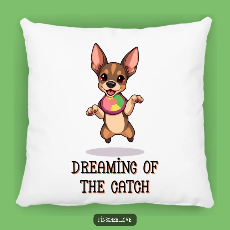 Funny Pinscher Pillow - Cozy Determination for Disc Catch - Soft Humorous Decor