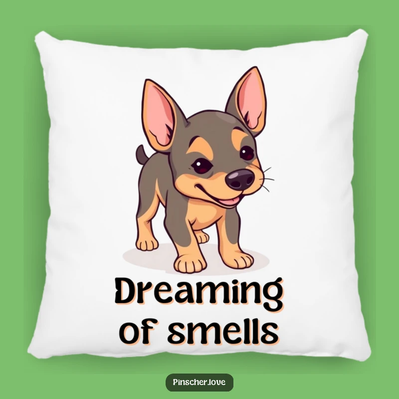 Funny Pinscher Pillow: Determined Sniffer Comfort - Cozy Exploration Gift