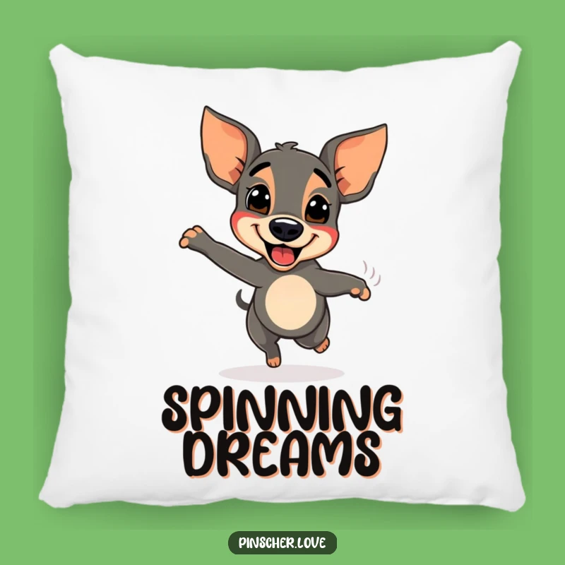Funny Pinscher Spinning Delight Pillow - Cozy Joyful Accent and Gift