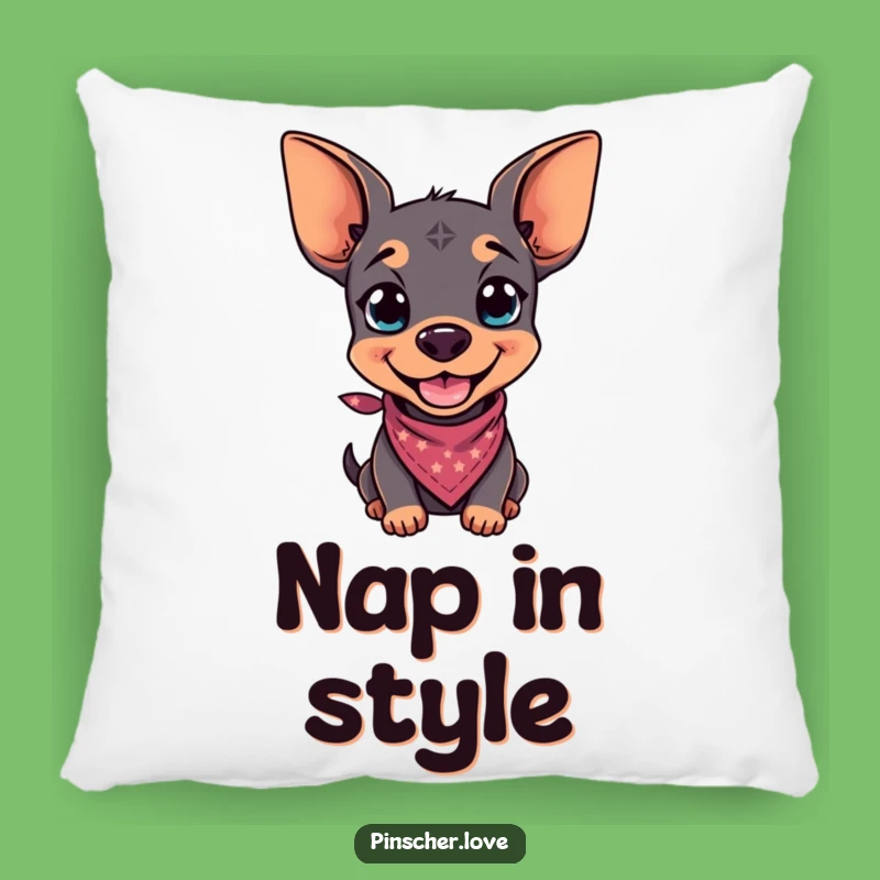 Funny Pinscher Grin Bandana Pillow - Cozy Accent and Hilarious Dog Gift