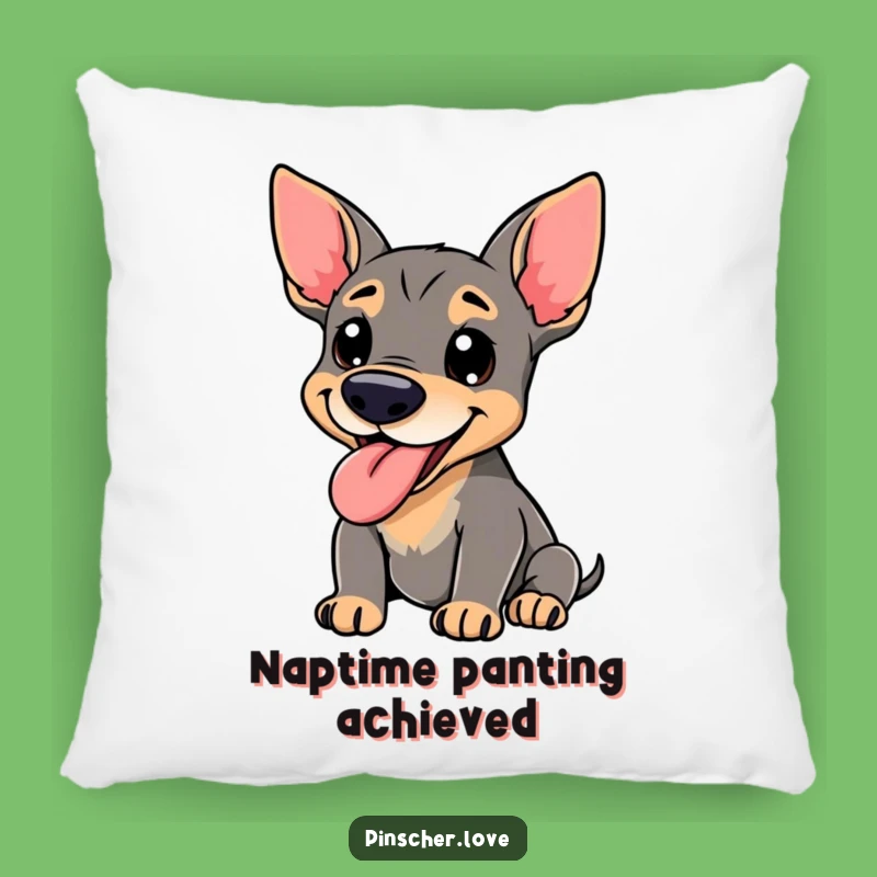 Funny Pinscher Pillow - Cozy Happy Panting Dog Comfort, Cute Pet Gift