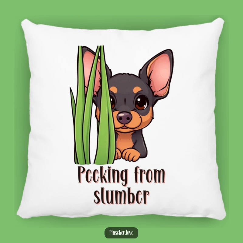 Funny Curious Pinscher Pillow - Comfy Peek-a-Boo Pup, Gift