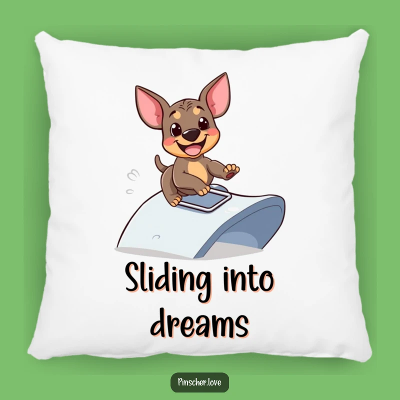 Funny Sliding Pinscher Pillow: Comfy Cushion for Playful Souls