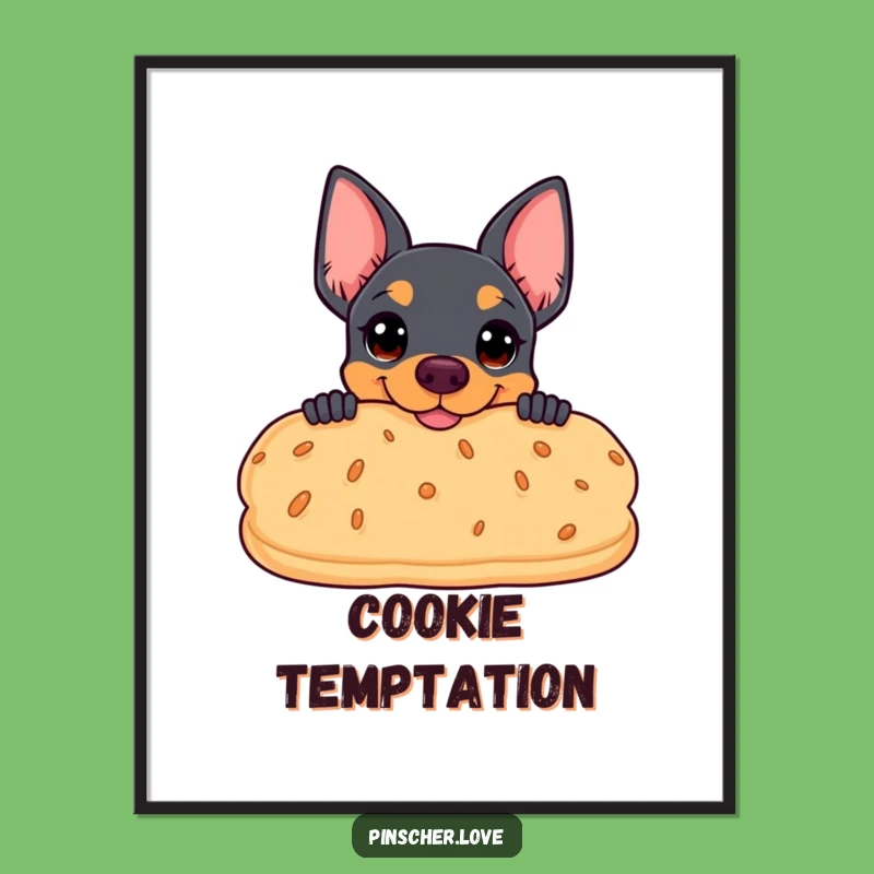 Funny Pinscher Biscuit Peek Digital Art - Instant Cheeky Dog Wall Decor