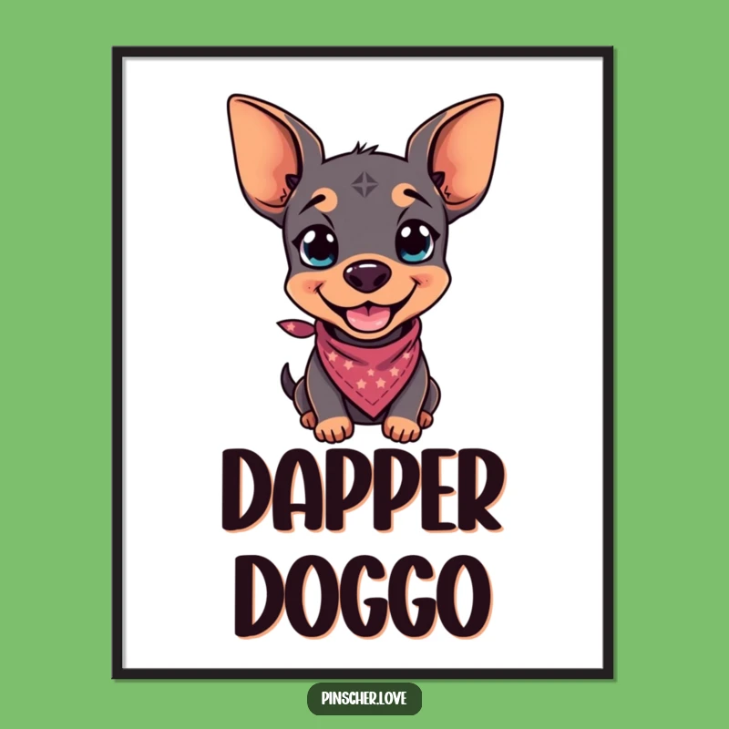 Funny Pinscher Grin Bandana Digital Art - Instant Cool Dog Wall Decor