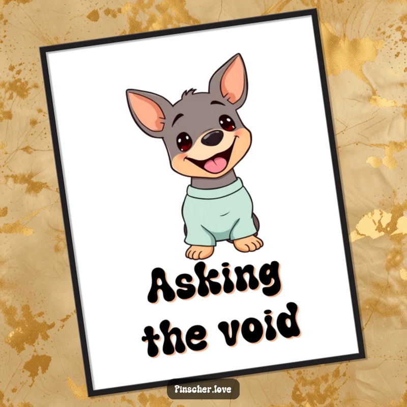 Funny Pinscher Digital Art: A dog tilts its head with a happy pant, capturing a moment of pure, comical canine delight.