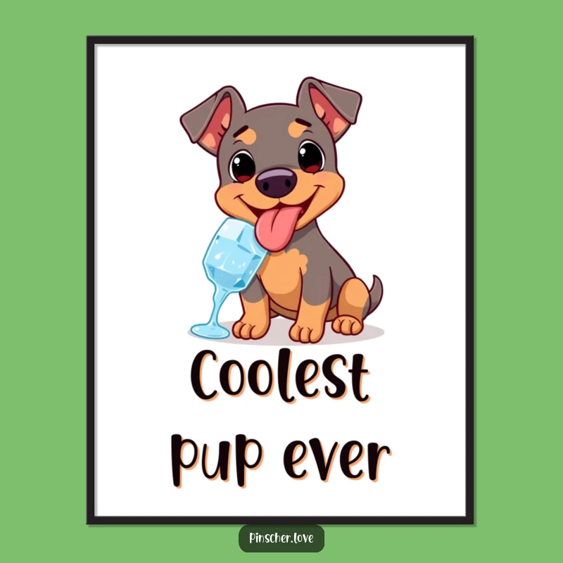 Funny Pinscher Ice Cube Digital Art: Instant Cool Dog Vibes