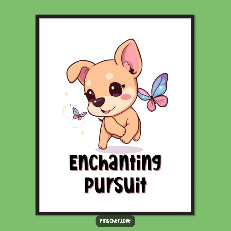 Funny Pinscher Sparkle Chase Digital Print: Whimsical Art Gift