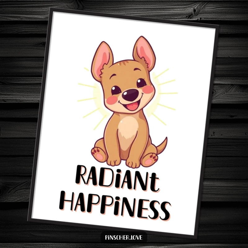 Funny Pinscher Digital Print: A joyful pinscher dog rolls contentedly in a golden sunbeam, its happy bark echoing pure delight.