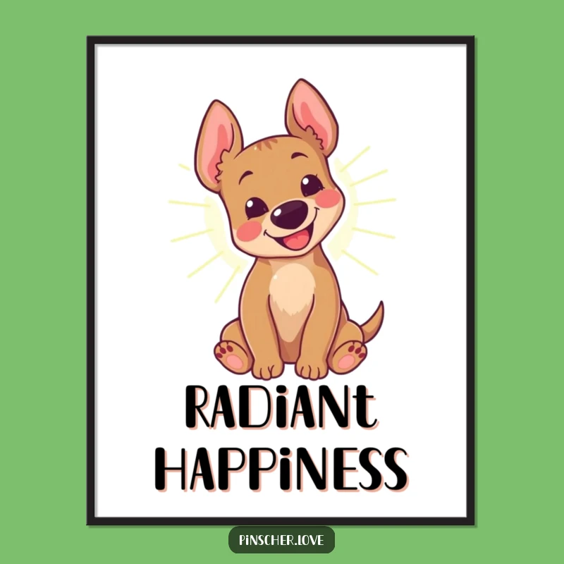 Funny Pinscher Sunbeam Bliss Digital Print: Cheerful Art Gift