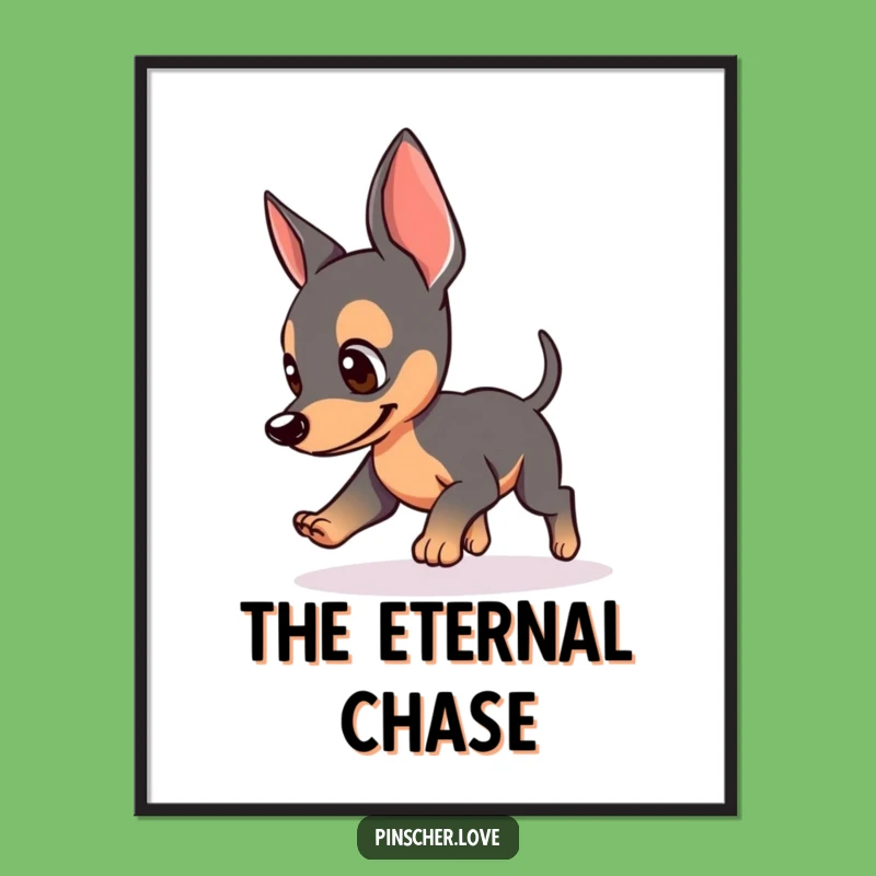 Funny Pinscher Tail Chase Digital Art: Instant Comical Joy Print