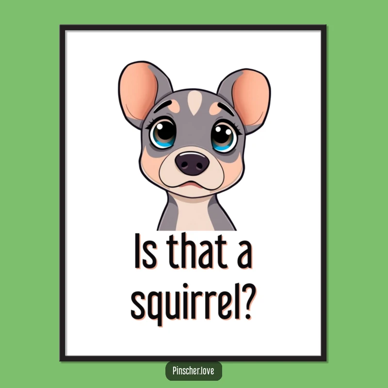 Funny Pinscher Digital Art: Surprised dog character art, a perfect funny gift for pet lovers.