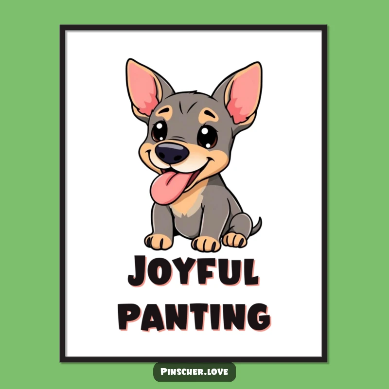 Funny Pinscher Digital Art - Happy Panting Dog Print, Instant Gift