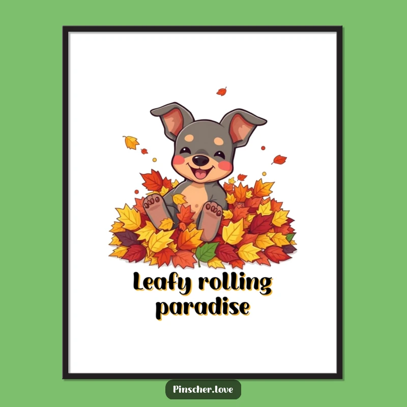 Funny Pinscher Digital Art: Instant Autumn Joy, Whimsical Comedic Gift
