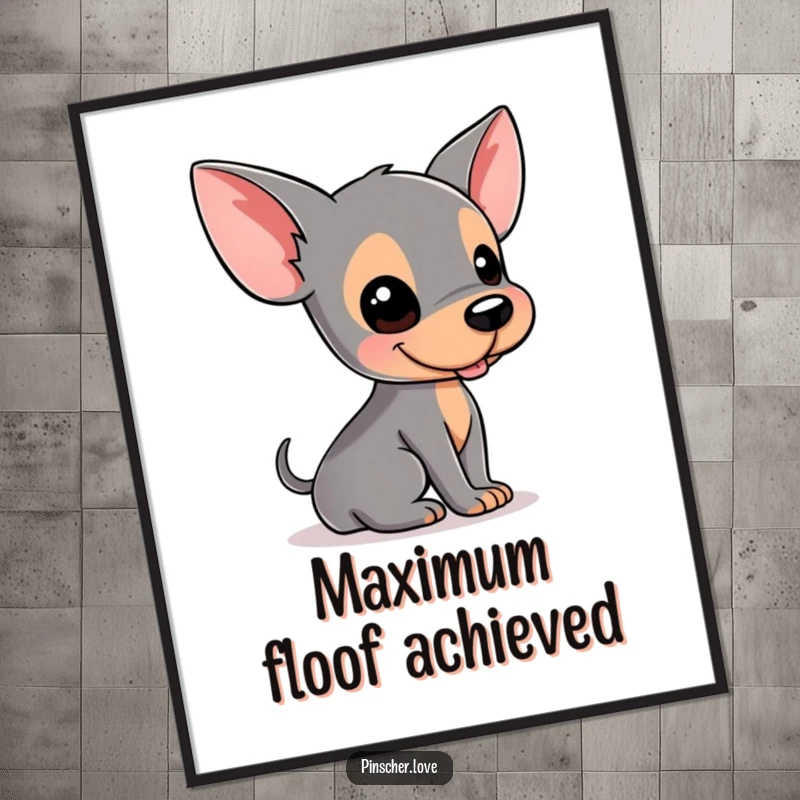 Funny Pinscher digital art print of a dog rolling happily on its back, bringing laughter and charm to any digital display.