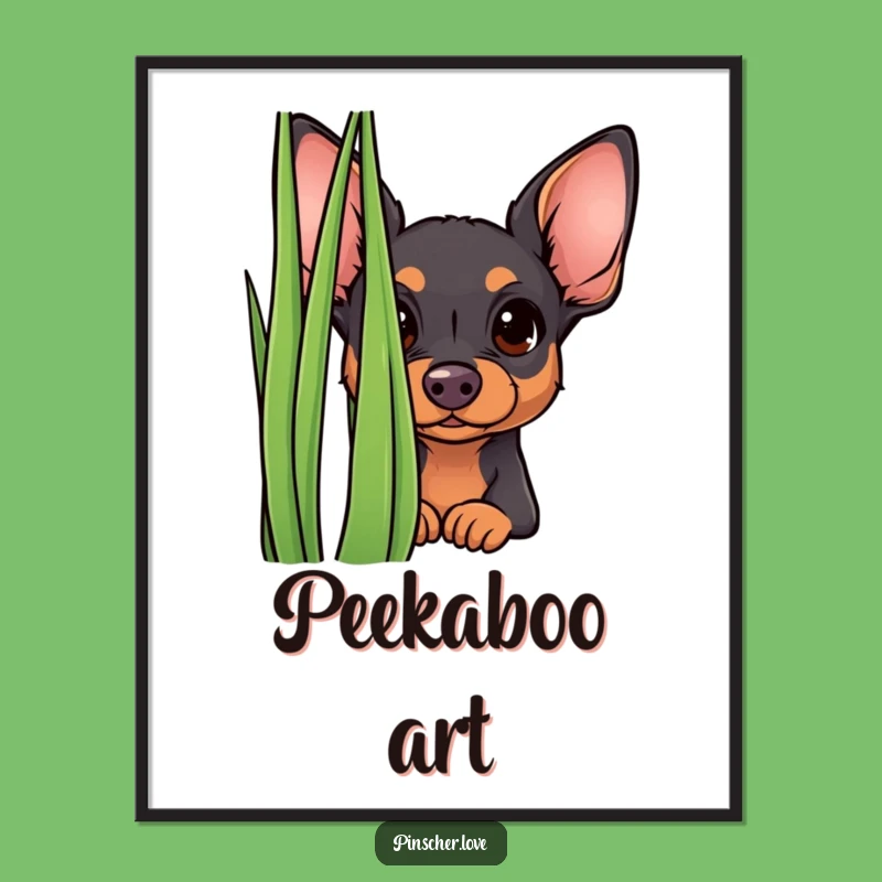 Funny Curious Pinscher Digital Art - Peek-a-Boo Wall Decor, Gift