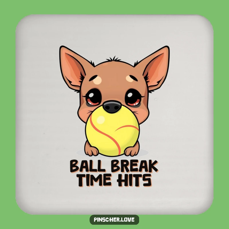 Funny Pinscher's Giant Tennis Ball Coaster: Protect Surfaces with Playful Paws!