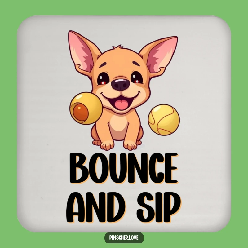 Funny Pinscher Ball Game Coasters - Protect Surfaces with Playful Dog Art