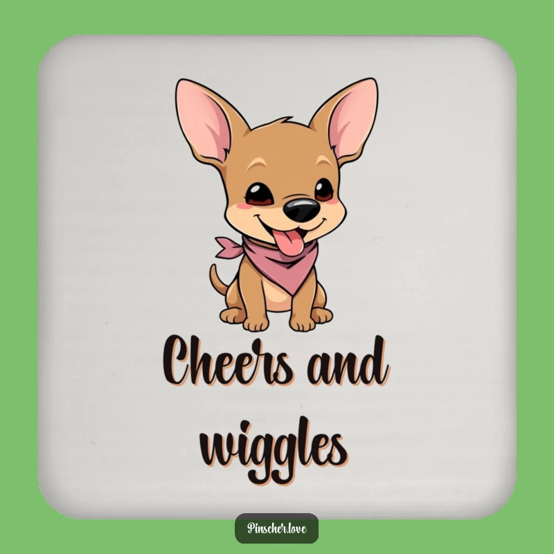 Funny Pinscher Wiggle Drink Coaster - Cute Cartoon Character Decor