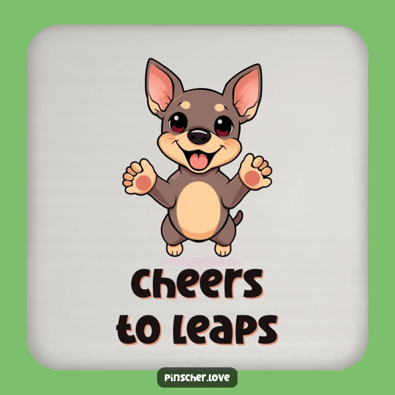 Funny Pinscher Happy Jump Coasters - Protect Surfaces with Joyful Dog Art