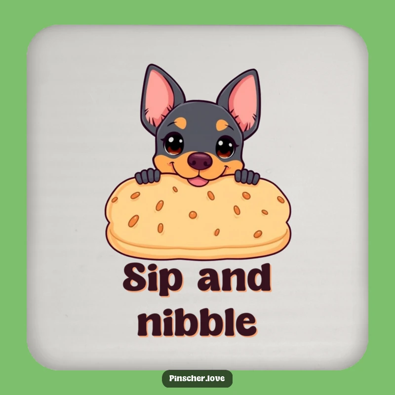 Funny Pinscher Biscuit Peek Coasters - Protect Surfaces with Cheeky Dog Art