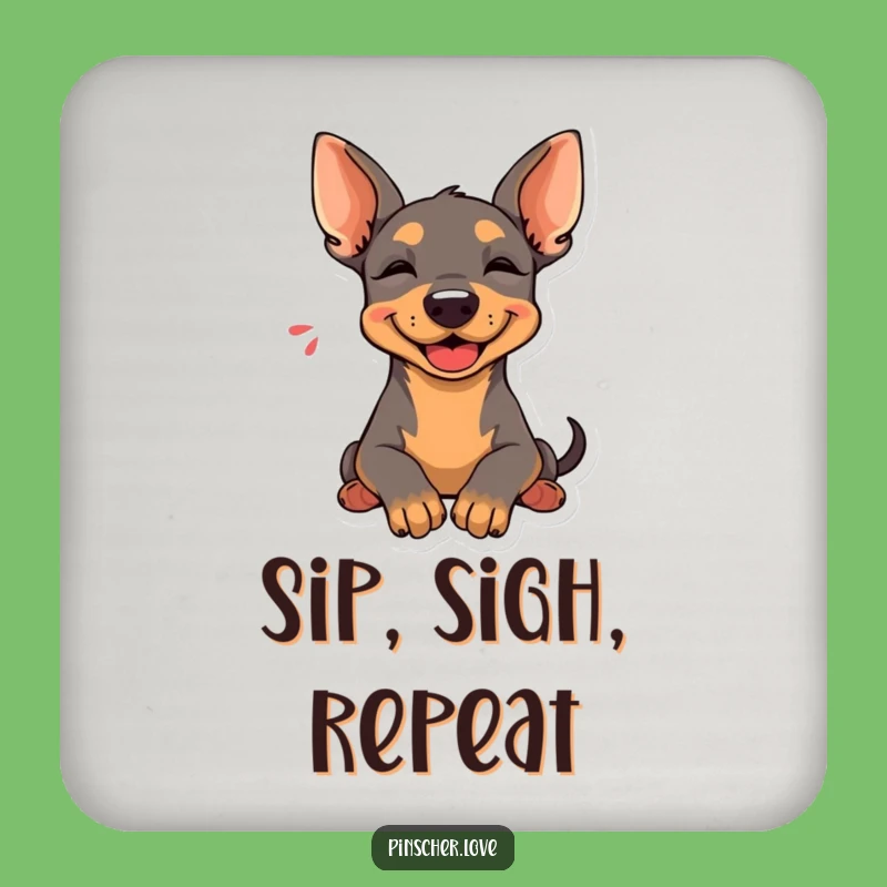 Funny Pinscher Coaster: Happy Sigh Dog, Protect Surfaces Gift