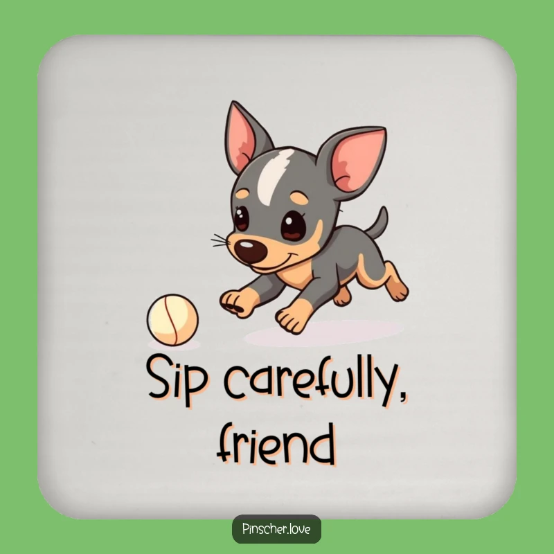 Funny Pinscher Coasters: Tripping Dog Set - Table Protection Gift