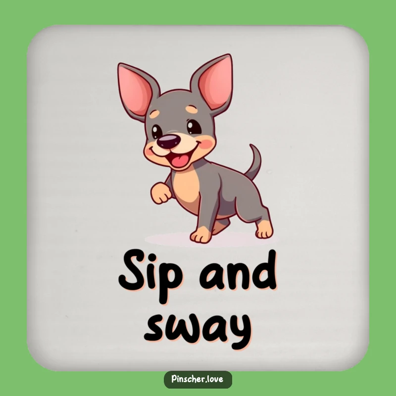 Funny Pinscher Dance Coasters - Protect Your Surfaces with Happy Dog Art!